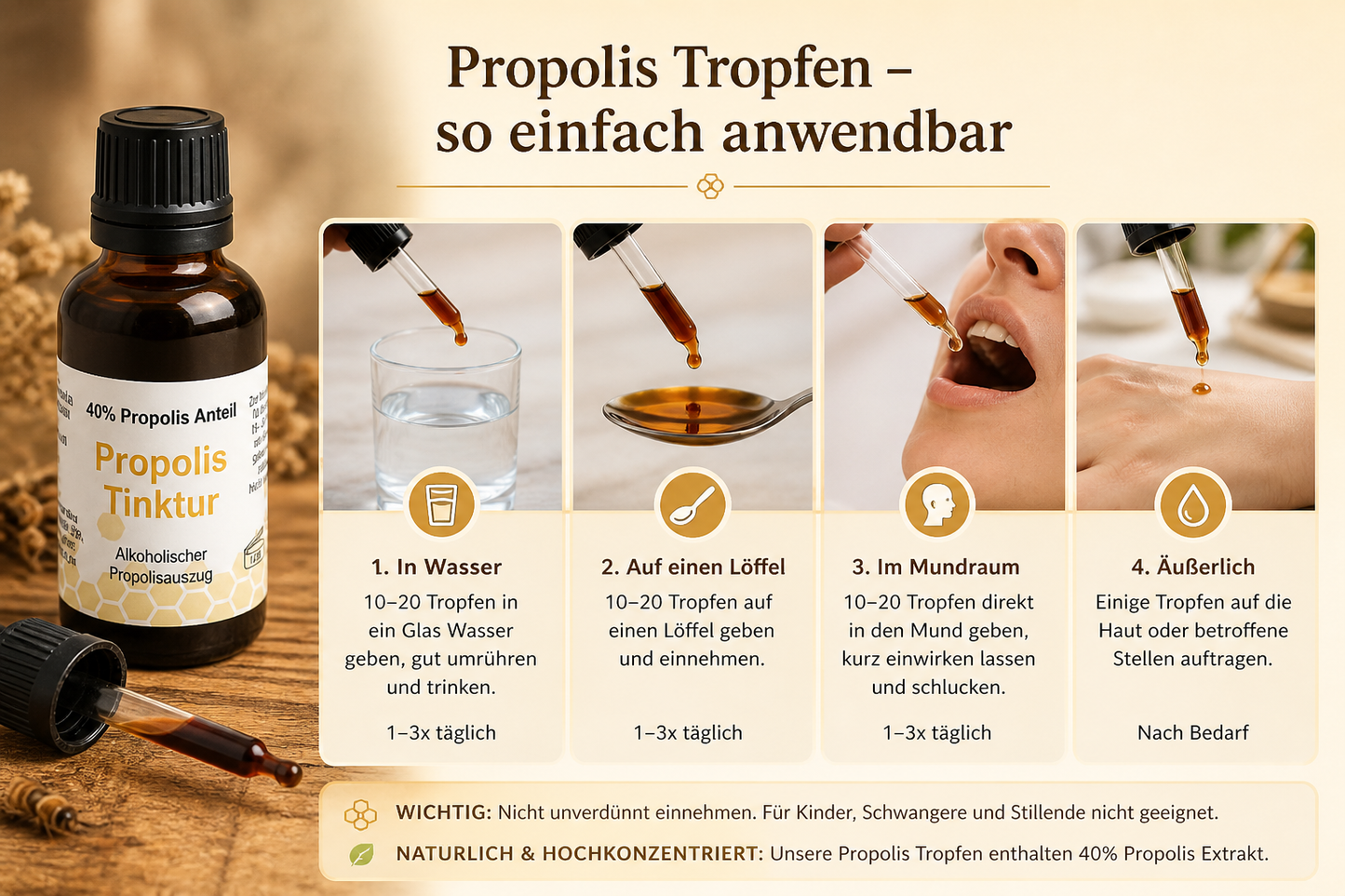 Propolis Tropfen mit 40% Alkohol 20ml