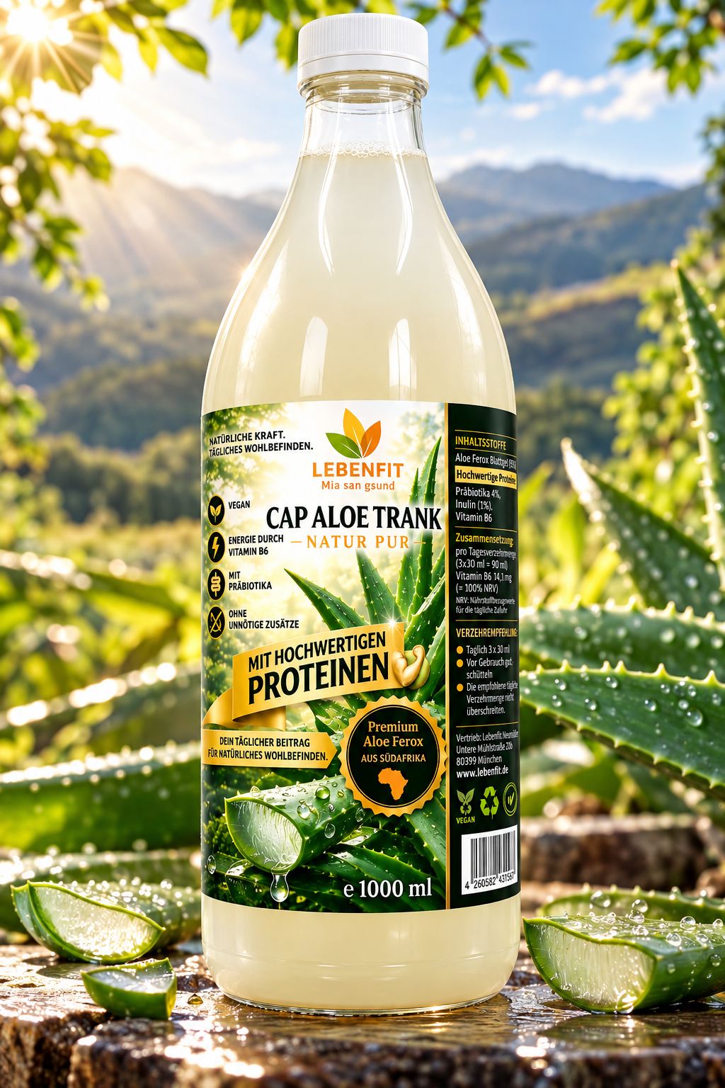 KAP ALOE Trank NATUR 1 Liter mit hochwerigen Proteinen